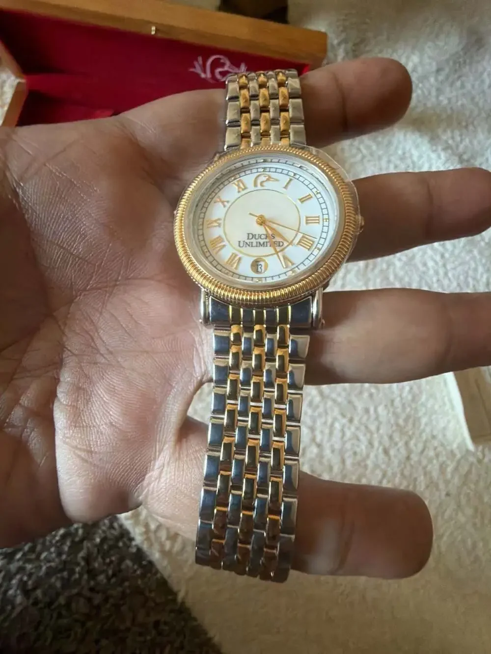 Ducks Unlimited Limited Edition Two-Tone Stainless Steel Quartz Watch with Woode